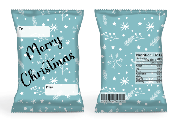 Aqua White Christmas Chip Bag for Crafts