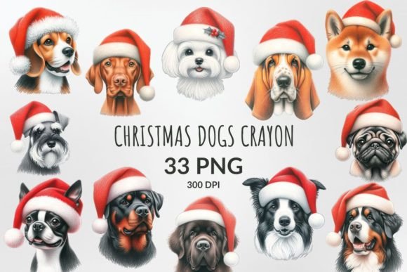 Christmas Dogs Crayon Sublimation Illustrations Review