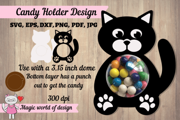 Cute Black Cat Candy Holder SVG for Crafts