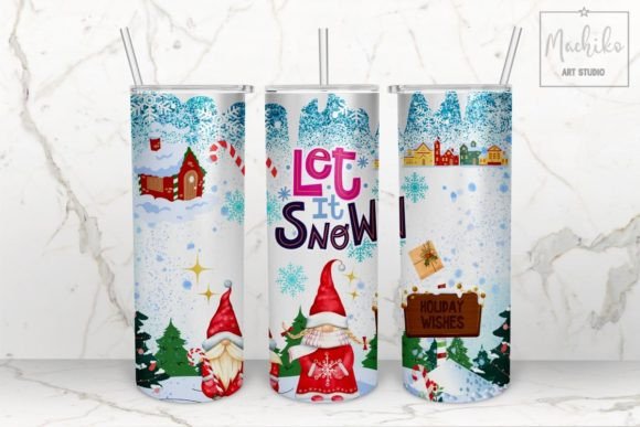 Cute Christmas Gnomes Skinny Tumbler for Crafts