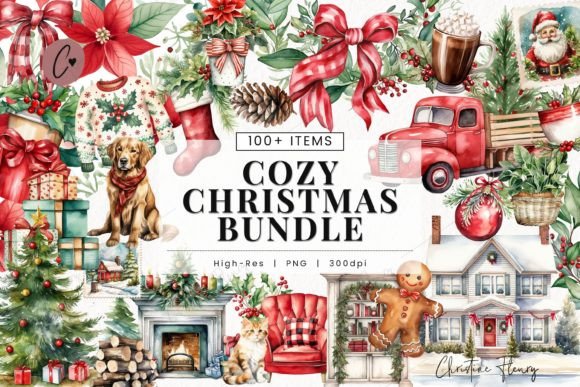 Huge Watercolor Cozy Christmas Bundle: Illustrations Review