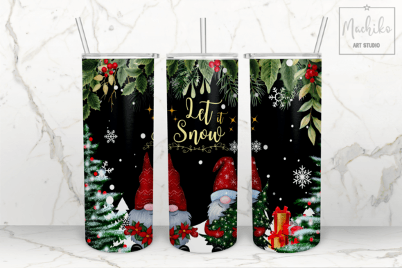Let It Snow Christmas Gnomes Tumbler Png for Crafts