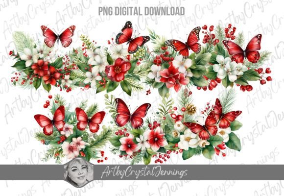 Reviewing Watercolor Floral Christmas Butterflies for Stitching