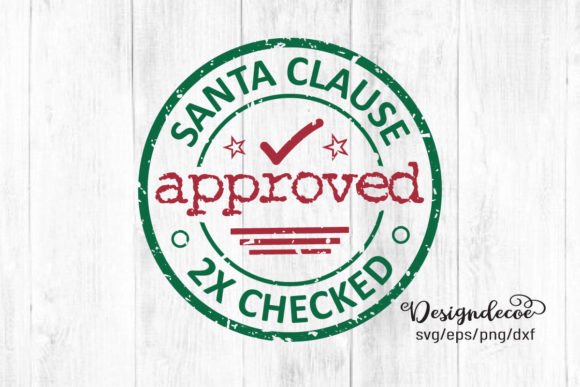 Santa Clause Approved 2x Checked Stamp for Crafts