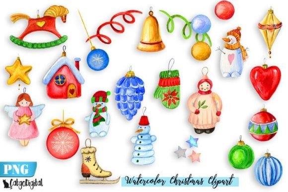 Watercolor Christmas Clipart for Crafts & Branding
